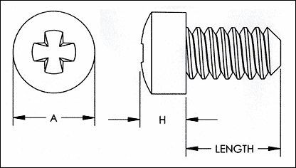 Fillister Phillips Machine Screw Diagrammatic
