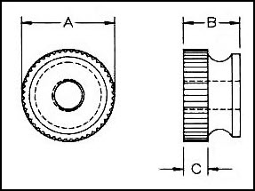 Nylon Knurled Thumb Nuts Diagrammatic
