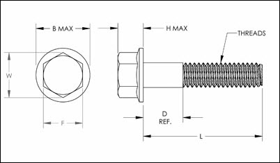 Polyurethane Hex Flange Screw Diagrammatic