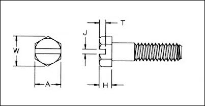 Slotted Hex Cap Screw Diagrammatic