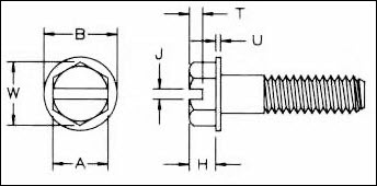 Slotted Washer Hex Bolt Diagrammatic