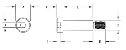 Socket Head Shoulder Screw Diagrammatic