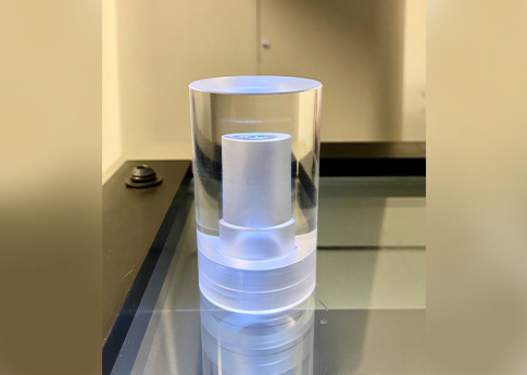 This Clear Polishes Acrylic Shield Base is used in the medical field to help provide gamma rays that help fight cancer. This Shield Bass is run lights out on one of CNC Turning centers. All of our CNC Turning centers are retrofitted with bar feeders.